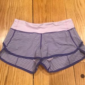 purple striped workout shorts